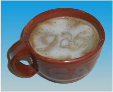 Hank's Gab Café FAT!SO? logo coffee cup foam